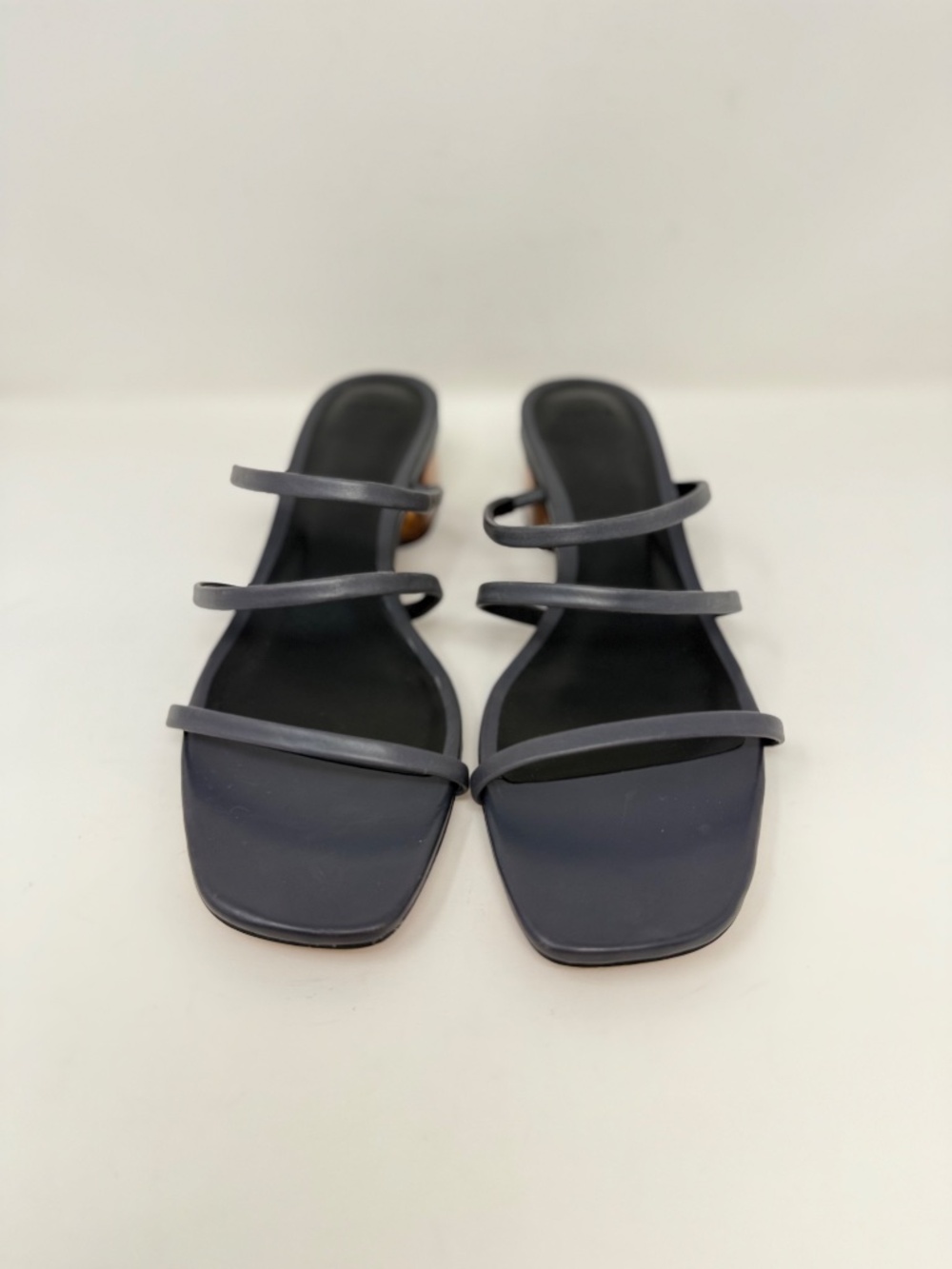 New Vince Palm Springs Leather Heeled Sandal In Iris Slate Sz 7.5 - Picture 9 of 14